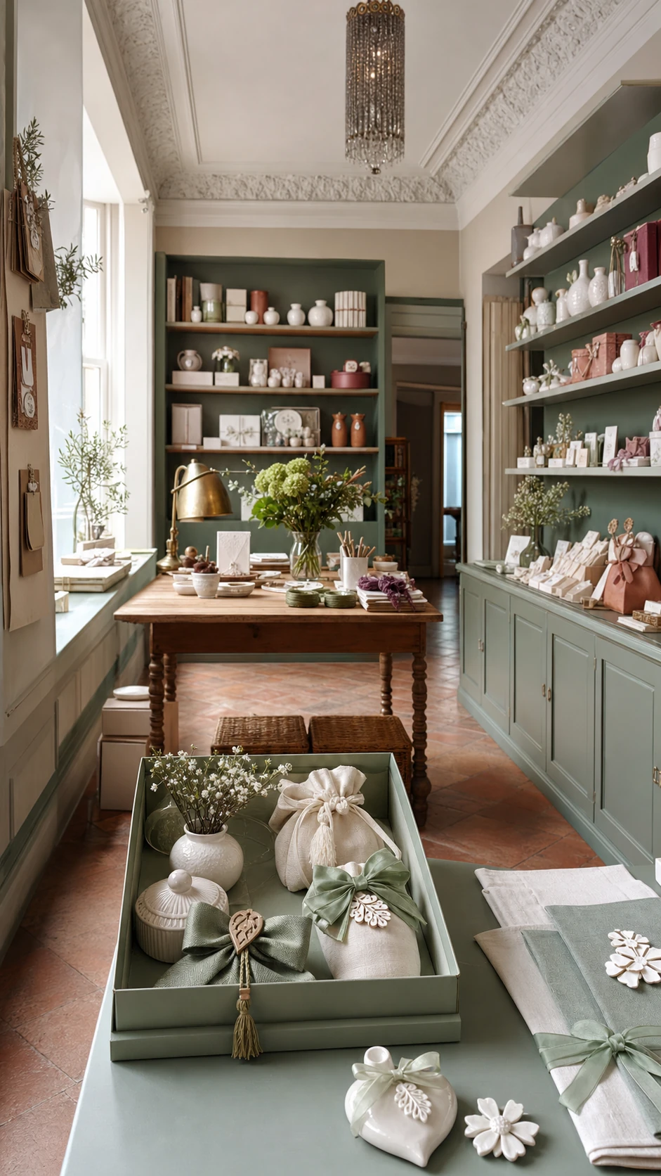 Atelier visitabile con bomboniere, packaging, nastri e coordinati personalizzati